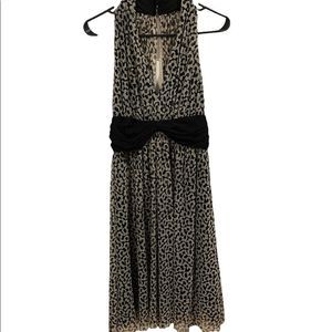 Maggy London Vintage 90s Hippie Eclectic Floral Halter Ruching Waist Mesh Dress